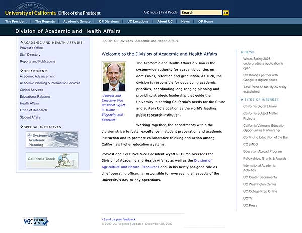 Department of Academic & Health Affairs