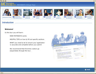UC Online Application Virtual Tour